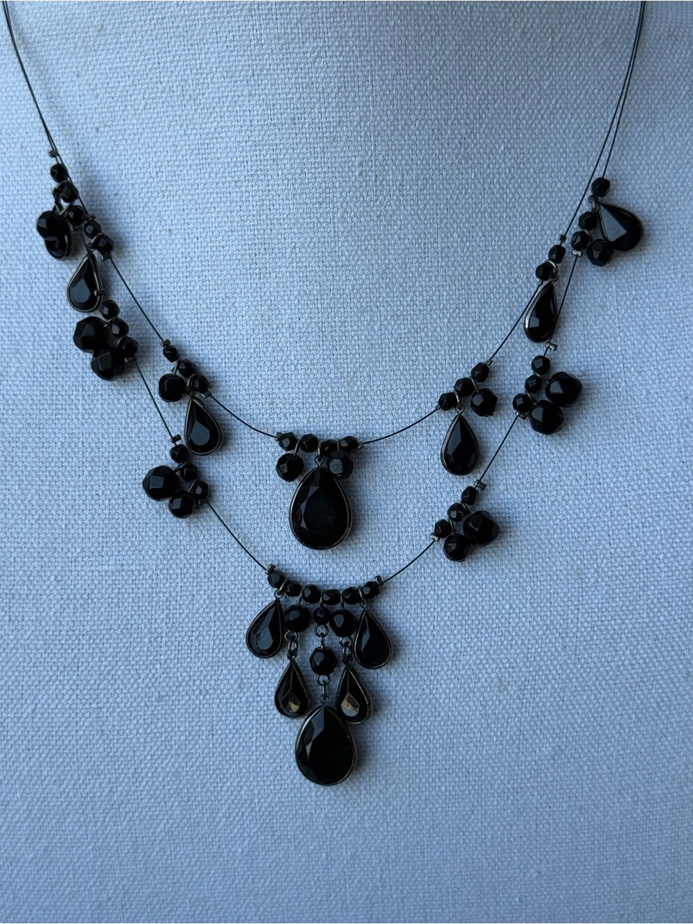 Black Teardrop Layered Necklace - Women Jewelry